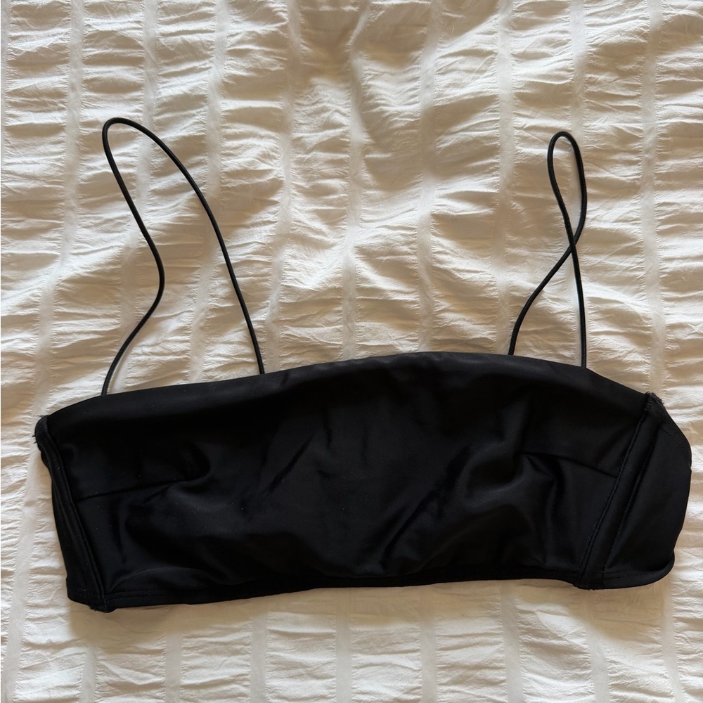 Black Spaghetti Strap Swim Bandeau Top